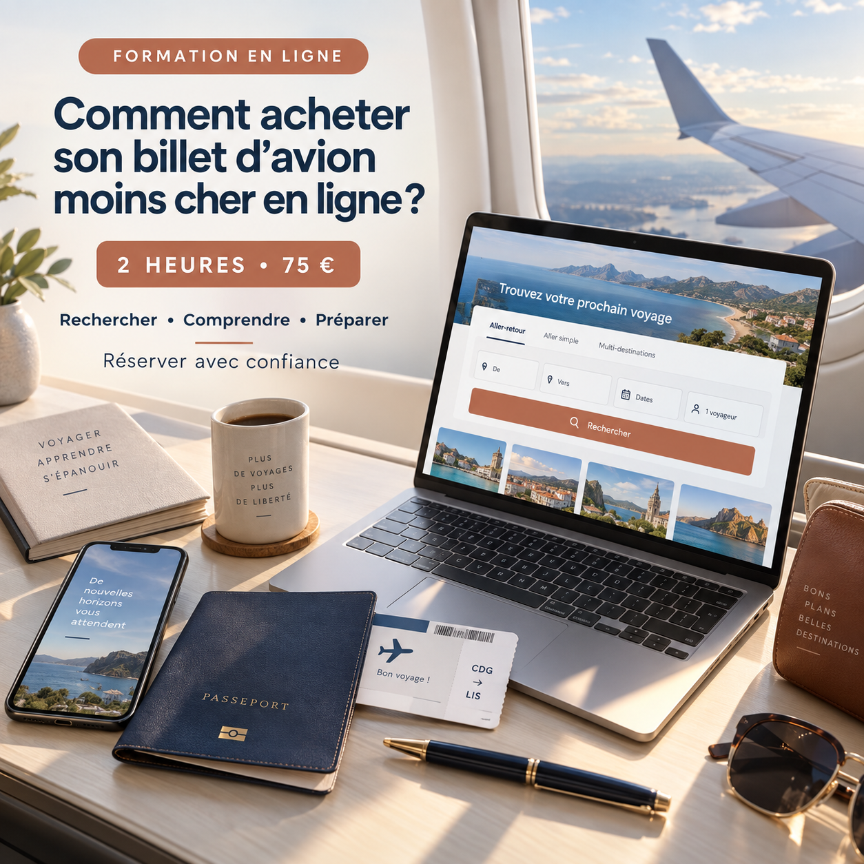 Formation en ligne pour apprendre à acheter un billet d’avion moins cher